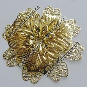 Iron Cabochons. Fashion Jewelry Findings. Lead-free. Flower 65mm. Sold by Bag