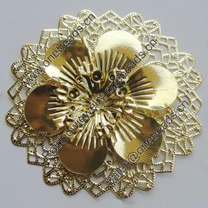 Iron Cabochons. Fashion Jewelry Findings. Lead-free. Flower 65mm. Sold by Bag