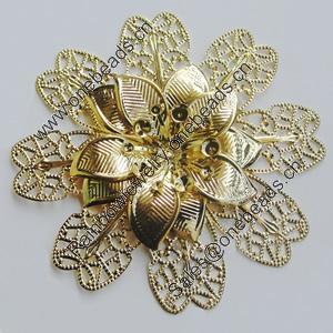 Iron Cabochons. Fashion Jewelry Findings. Lead-free. Flower 65mm. Sold by Bag