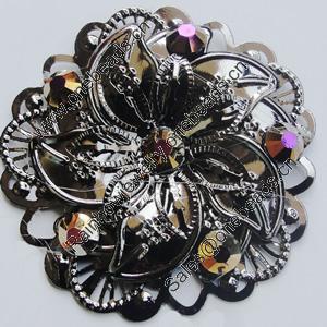 Iron Cabochons With Crystal Beads. Fashion Jewelry Findings. Lead-free. Flower 47mm. Sold by Bag