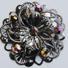 Iron Cabochons With Crystal Beads. Fashion Jewelry Findings. Lead-free. Flower 47mm. Sold by Bag