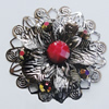 Iron Cabochons With Resin Beads. Fashion Jewelry Findings. Lead-free. Flower 52mm. Sold by Bag