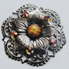 Iron Cabochons With Resin Beads. Fashion Jewelry Findings. Lead-free. Flower 54mm. Sold by Bag