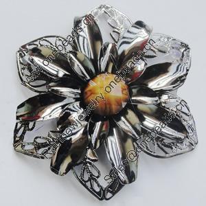 Iron Cabochons With Resin Beads. Fashion Jewelry Findings. Lead-free. Flower 54mm. Sold by Bag