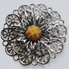 Iron Cabochons With Resin Beads. Fashion Jewelry Findings. Lead-free. Flower 50mm. Sold by Bag