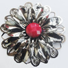 Iron Cabochons With Resin Beads. Fashion Jewelry Findings. Lead-free. Flower 53mm. Sold by Bag
