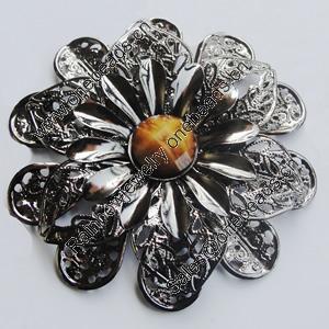 Iron Cabochons With Resin Beads. Fashion Jewelry Findings. Lead-free. Flower 59mm. Sold by Bag