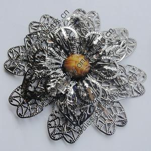 Iron Cabochons With Resin Beads. Fashion Jewelry Findings. Lead-free. Flower 64mm. Sold by Bag