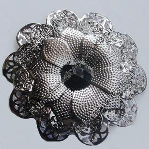 Iron Cabochons With Resin Beads. Fashion Jewelry Findings. Lead-free. Flower 58mm. Sold by Bag