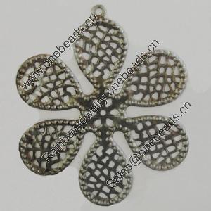 Iron Pendant. Fashion Jewelry Findings. Lead-free. Flower 66mm Sold by Bag