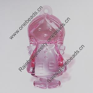Transparent Acrylic Pendant. Fashion Jewelry Findings. People 55x25mm Sold by Bag