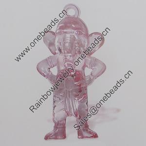 Transparent Acrylic Pendant. Fashion Jewelry Findings. Animal 32x61mm Sold by Bag