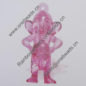 Transparent Acrylic Pendant. Fashion Jewelry Findings. Animal 27x50mm Sold by Bag
