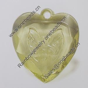 Transparent Acrylic Pendant. Fashion Jewelry Findings. Heart 24x25mm Slod by Bag