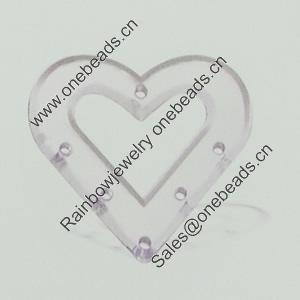 Transparent Acrylic Connector. Fashion Jewelry Findings. Heart 27x25mm Sold by Bag
