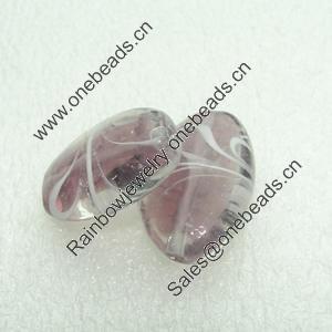 Hand-Made Lampwork Beads, oval 25x17.5mm,10mm Hole:About 1.5mm, Sold by PC 