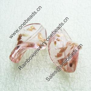 Gold Foil Lampwork Beads, acrospire 29x20mm,4mm Hole: About 2mm, Sold by PC