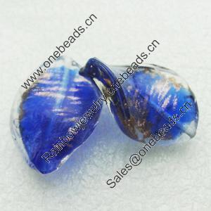 Gold Foil Lampwork Beads, acrospire 29x20mm,4mm Hole: About 2mm, Sold by PC