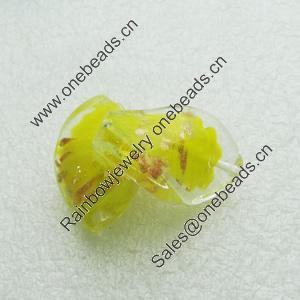 Gold Foil Lampwork Beads, acrospire 29x20mm,4mm Hole: About 2mm, Sold by PC