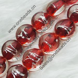 Silver Foil Lampwork Beads, oblate 15mm,9mm Hole:Approx 2mm, Sold by PC
