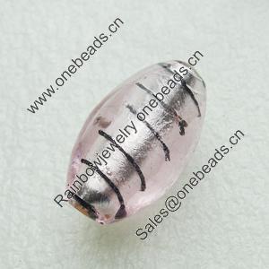 Silver Foil Lampwork Beads, oval 29x17mm, Hole:Approx 2mm, Sold by PC