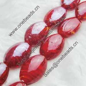 Hand-Made Lampwork Beads, oval 17x23mm,9mm Hole:About 2mm, Sold by PC 