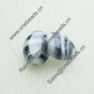 Hand-Made Lampwork Beads, flat oval 19.5x14mm,8mm Hole:About 2mm, Sold by PC 