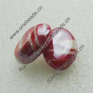 Hand-Made Lampwork Beads, flat oval 19.5x14mm,8mm Hole:About 2mm, Sold by PC 