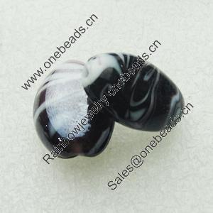 Hand-Made Lampwork Beads, flat oval 19.5x14mm,8mm Hole:About 2mm, Sold by PC 