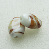 Hand-Made Lampwork Beads, flat oval 19.5x14mm,8mm Hole:About 2mm, Sold by PC 