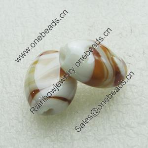 Hand-Made Lampwork Beads, flat oval 19.5x14mm,8mm Hole:About 2mm, Sold by PC 