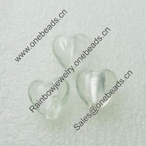 Silver Foil Lampwork Beads, heart 13x13mm,8.5mm Hole:Approx 1.5mm, Sold by PC