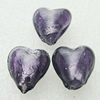 Silver Foil Lampwork Beads, heart 13x13mm,8.5mm Hole:Approx 1.5mm, Sold by PC