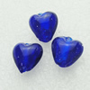 Silver Foil Lampwork Beads, heart 13x13mm,8.5mm Hole:Approx 1.5mm, Sold by PC