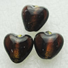 Silver Foil Lampwork Beads, heart 13x13mm,8.5mm Hole:Approx 1.5mm, Sold by PC