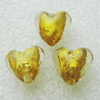 Silver Foil Lampwork Beads, heart 13x13mm,8.5mm Hole:Approx 1.5mm, Sold by PC