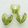 Silver Foil Lampwork Beads, heart 13x13mm,8.5mm Hole:Approx 1.5mm, Sold by PC