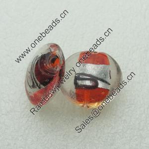 Silver Foil Lampwork Beads, oblate 20mm,10mm Hole:Approx 2mm, Sold by PC