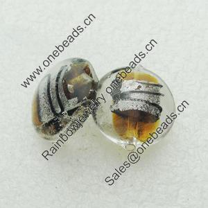 Silver Foil Lampwork Beads, oblate 20mm,10mm Hole:Approx 2mm, Sold by PC