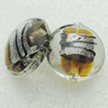 Silver Foil Lampwork Beads, oblate 20mm,10mm Hole:Approx 2mm, Sold by PC