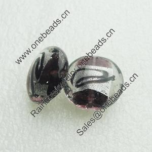 Silver Foil Lampwork Beads, oblate 20mm,10mm Hole:Approx 2mm, Sold by PC