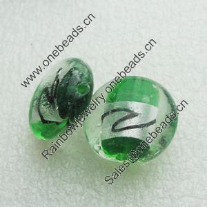 Silver Foil Lampwork Beads, oblate 20mm,10mm Hole:Approx 2mm, Sold by PC