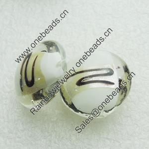 Silver Foil Lampwork Beads, oblate 20mm,10mm Hole:Approx 2mm, Sold by PC