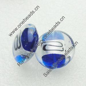 Silver Foil Lampwork Beads, oblate 20mm,10mm Hole:Approx 2mm, Sold by PC