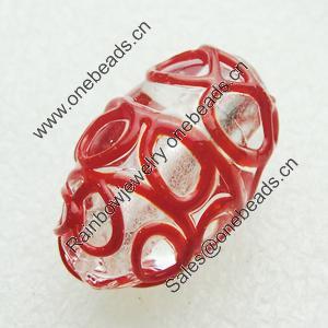 Hand-Made Lampwork Beads, oval 17x25mm Hole:About 2mm, Sold by PC