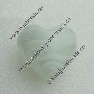 Hand-Made Lampwork Beads, heart 28x28mm,thickness 16mm Hole:About 2mm, Sold by PC 