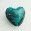 Hand-Made Lampwork Beads, heart 28x28mm,thickness 16mm Hole:About 2mm, Sold by PC 