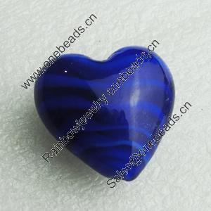 Hand-Made Lampwork Beads, heart 28x28mm,thickness 16mm Hole:About 2mm, Sold by PC 