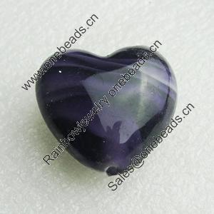 Hand-Made Lampwork Beads, heart 28x28mm,thickness 16mm Hole:About 2mm, Sold by PC 