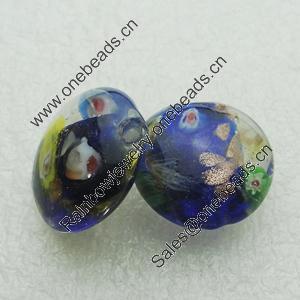 Gold Foil Lampwork Beads, Round 20mm,thickness10mm Hole: About 2mm, Sold by PC